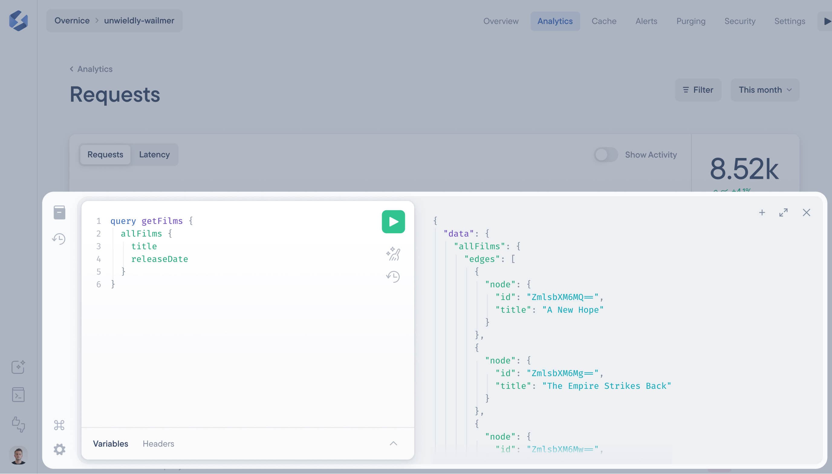 GraphiQL embedded into Stellate product