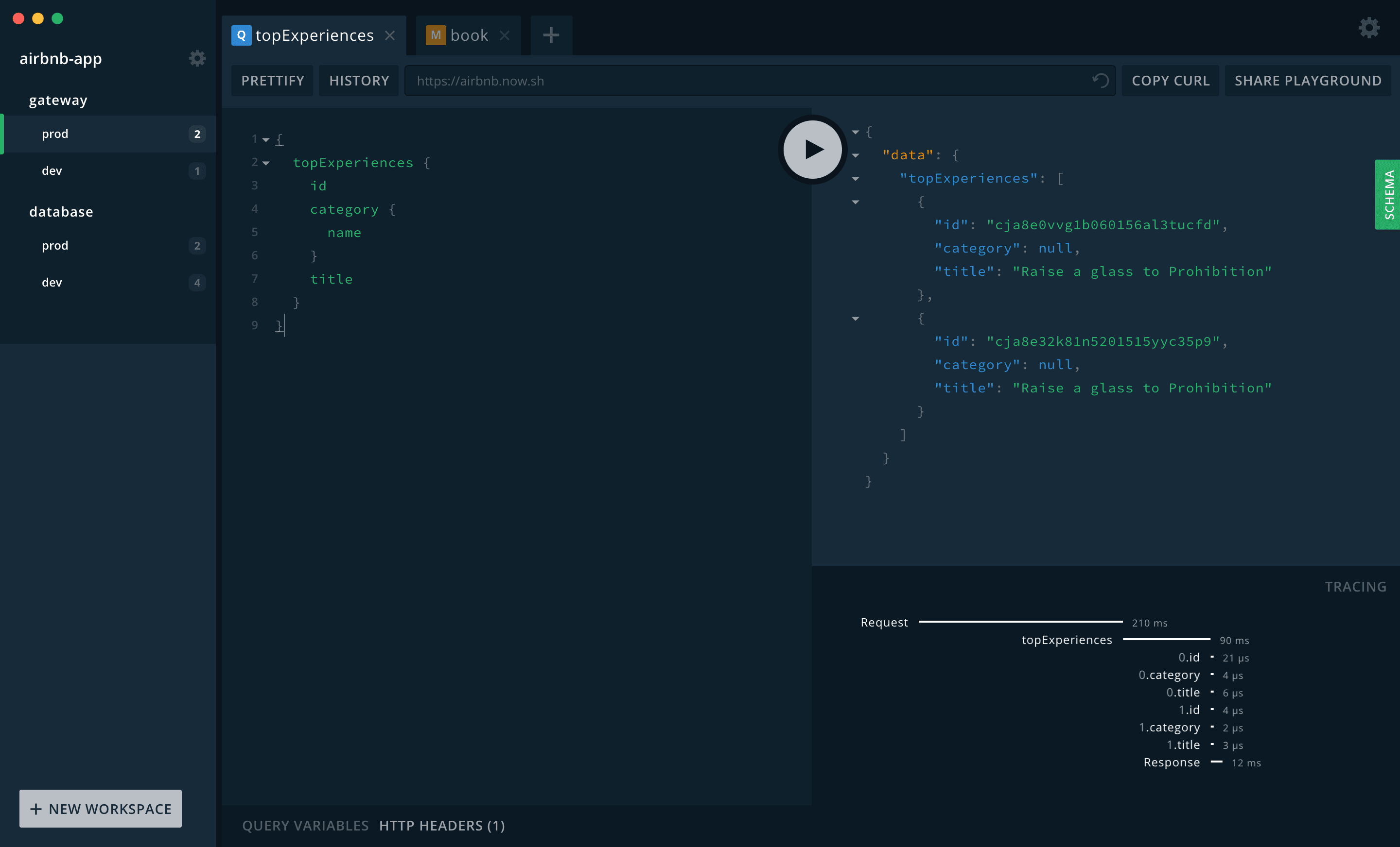 GraphQL Playground Interface