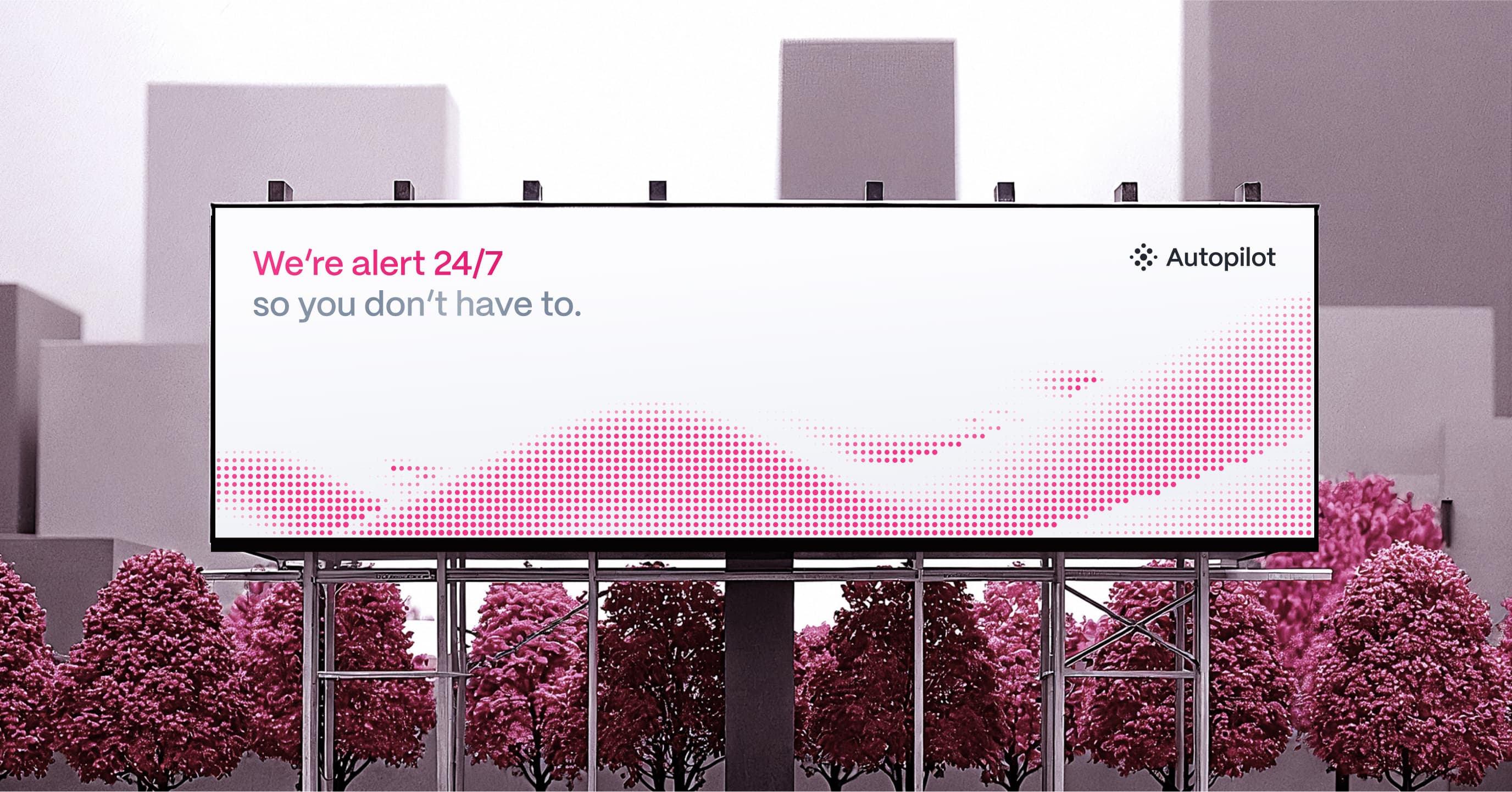Citylight showcasing the dot pattern key visual in red and ad message
